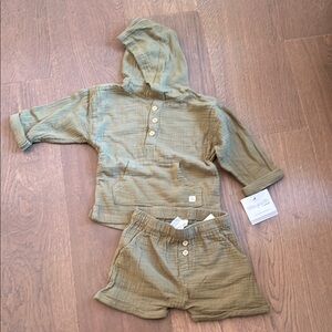 $5 add on organic green Hooded Toddler Outfit